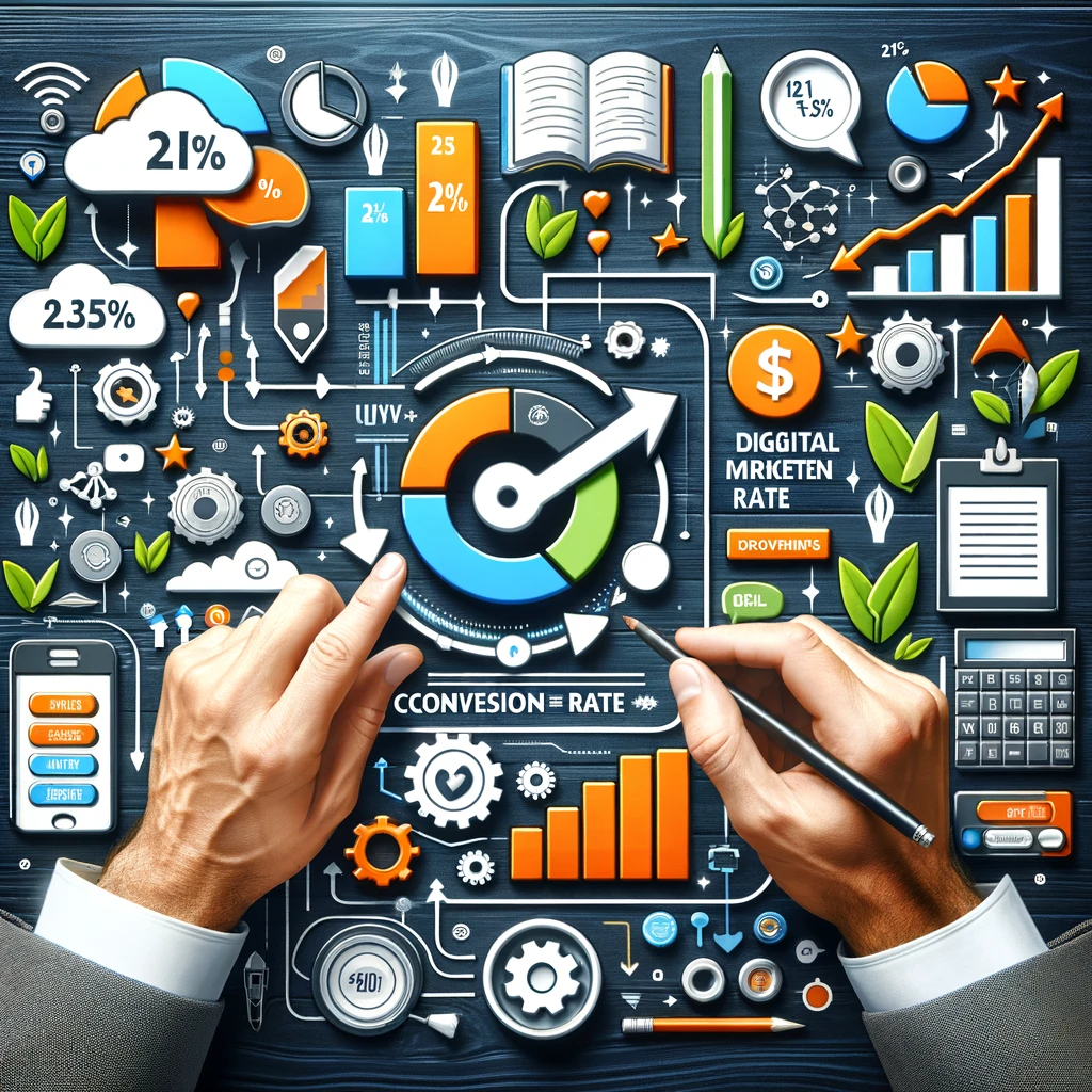 Visual depiction of Conversion Rate Optimization in digital marketing, highlighting the leap from average to top-tier conversion rates.